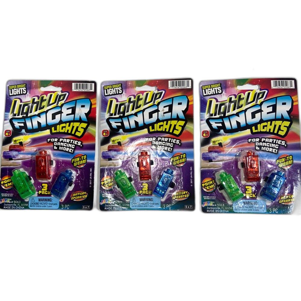 Ja-Ru Light Up Finger Lights 3 Pack NEW Jaru for parties dancing and more New!